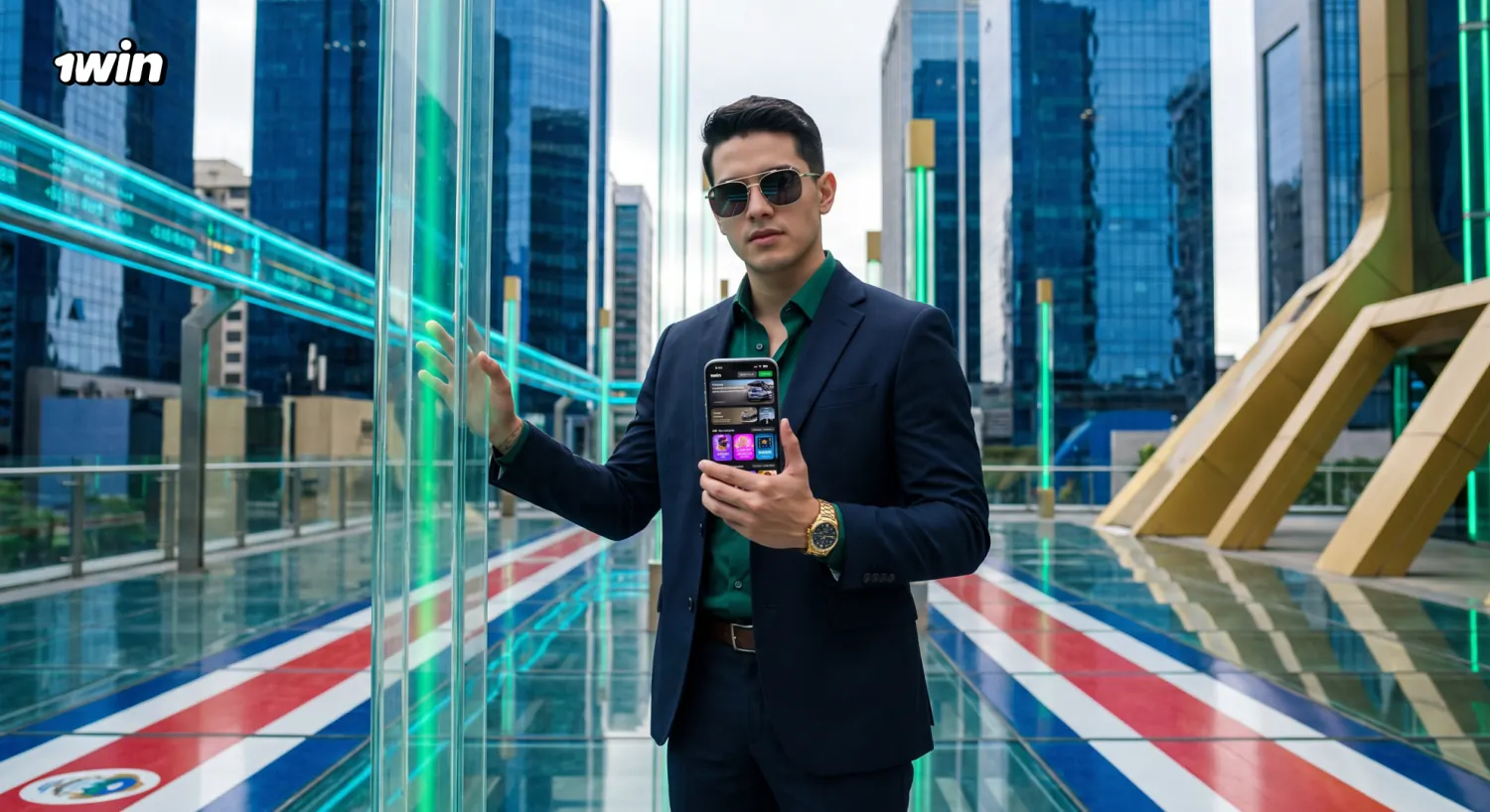 Apostador revisando la pizarra de 1win en el celular en pleno centro josefino